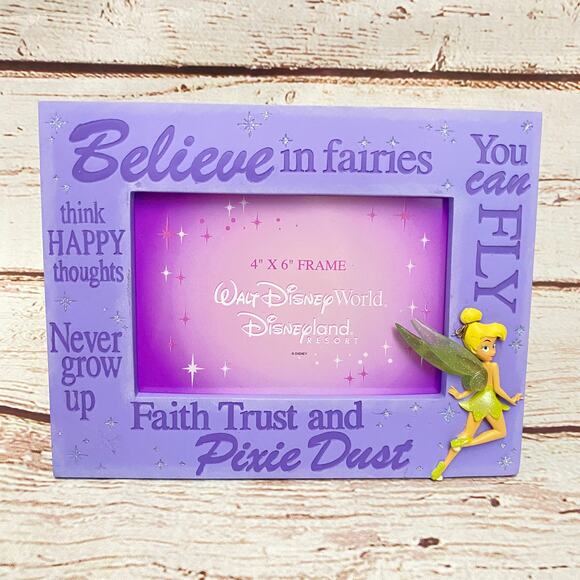 DISNEY PARKS Tinkerbell Fairy Picture Frame 4x6 - Picture 1 of 4